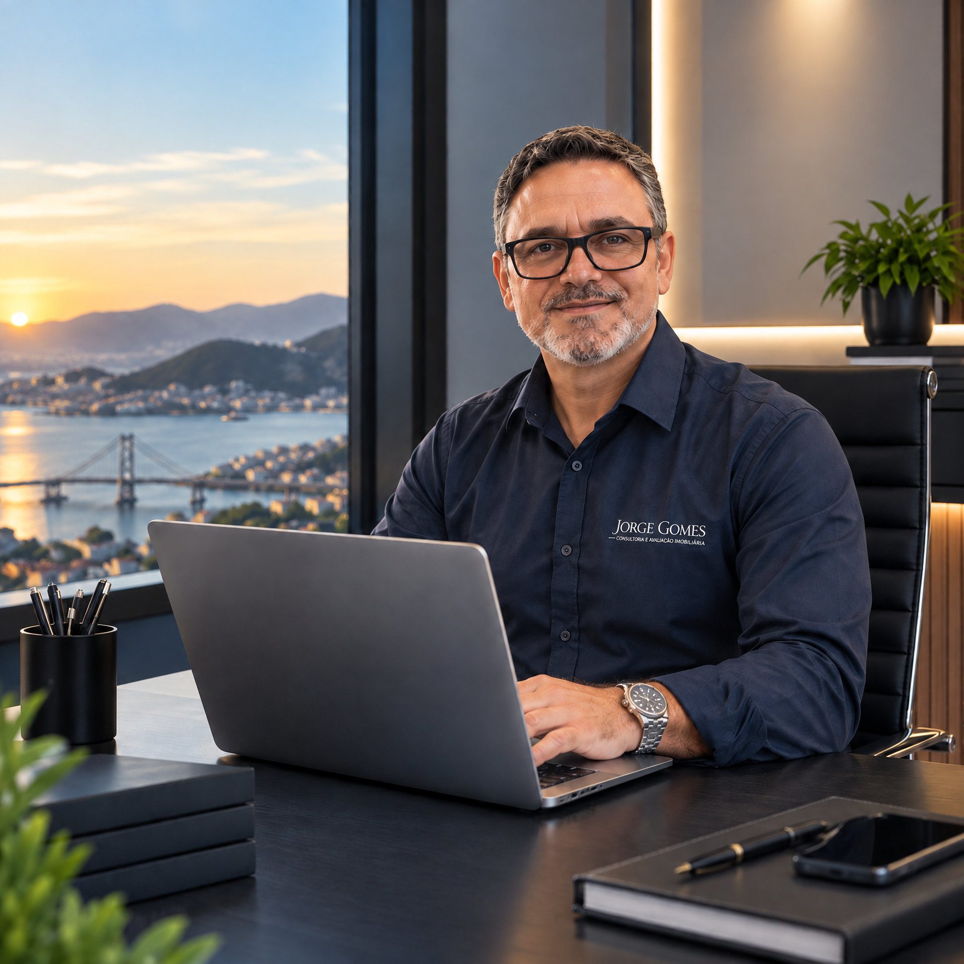 Jorge Gomes em atendimento de consultoria imobiliária